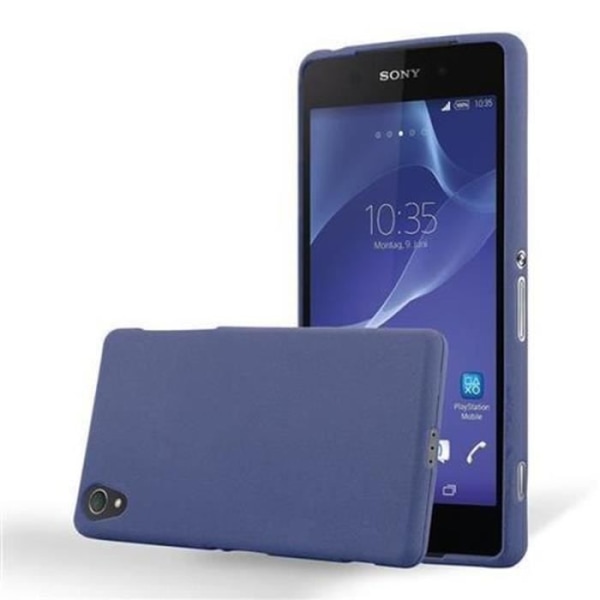 Sony Xperia Z1-fodral i DARK BLUE FROST av Cadorabo (FROST Design) Ultratunt mjukt silikongel TPU-fodral med anti-chock –