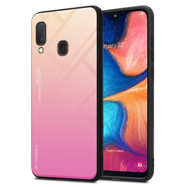 Coque - CADORABO - A10e / A20e - Bicolor Gul/Rosa - Antiglidande Skydd - TPU/Silikon Gul, Rosa