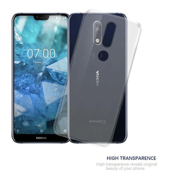 Transparent stötsäker silikonfodral för Nokia 7.1 Vit