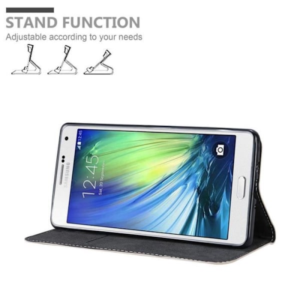 Plånboksfodral - CADORABO - Galaxy A7 2015 - Läderimitation - Magnetisk stängning - Kortfack Svart