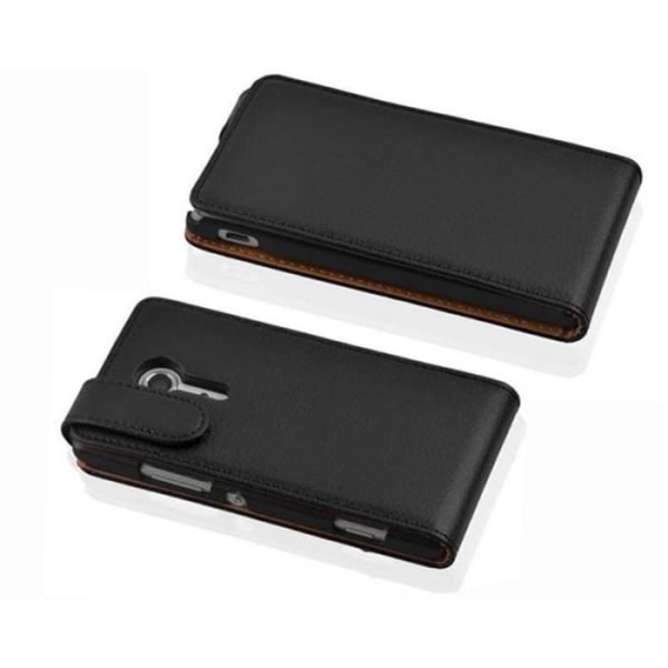 Cadorabo Sony Xperia SP DESIGN FLIP Style Fodral Fodral i konstläder Struktur JET SVART