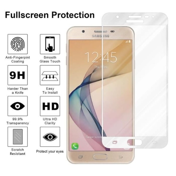 Cadorabo härdat glas Samsung Galaxy J5 PRIME - ON5 2016 Skärmskydd Glas Skärmskydd CLEAR with WHITE
