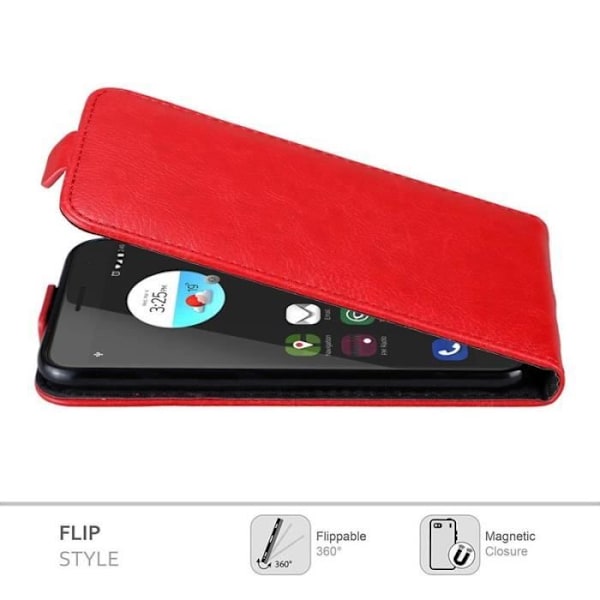 Flipfodral - CADORABO - ZTE BLADE V7 - Rött konstläder - Magnetisk stängning - Fullständigt skydd Röd