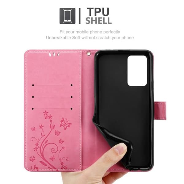 Fodral med lock för Oppo FIND X5 LITE / Reno7 5G Etui i ROSA BLOMMÖNSTER Skydd Design Blommig Plånbok Ros
