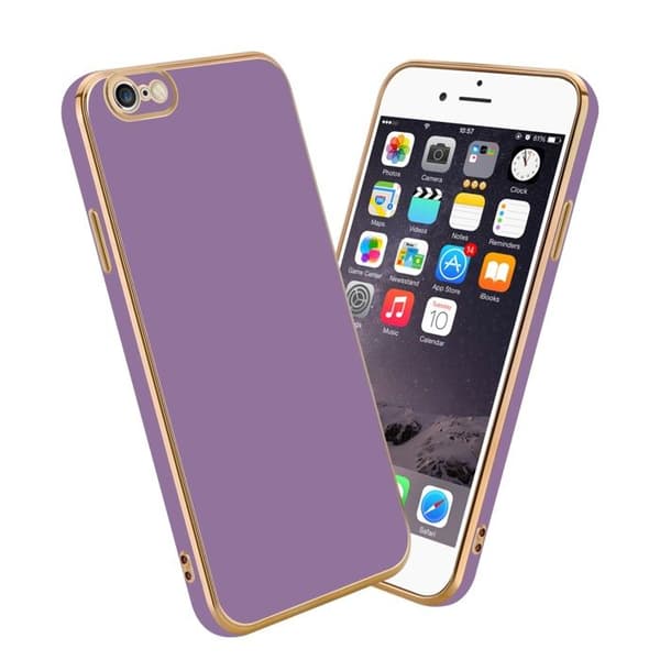 Fodral för iPhone 6 PLUS / 6S PLUS Glansig Lila - Guld Skyddande Etui med kameraskydd