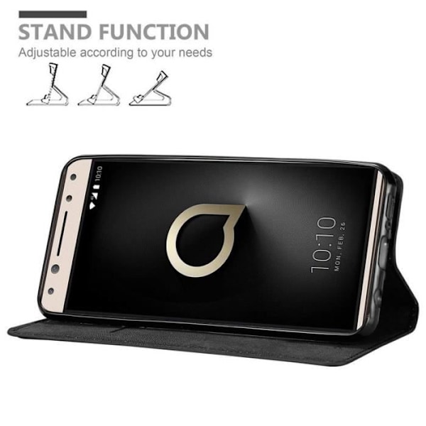 Plånboksfodral - CADORABO - Alcatel 5 - Imiterat läder - Magnetisk stängning - Ultratunn Svart