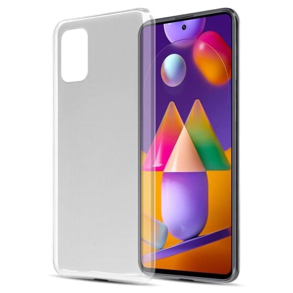 Transparent stötsäker silikonfodral för Samsung Galaxy M31s Vit