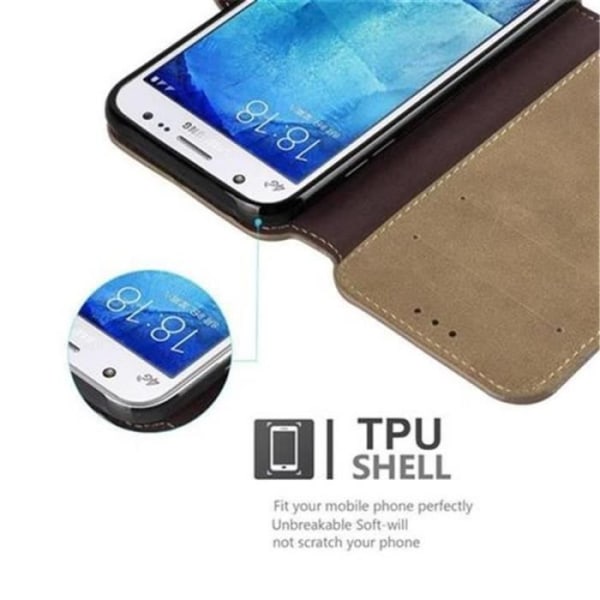 Retroetui för Samsung Galaxy J5 (5) - Modell 2015 - Svart - Syntetläder - Inbyggt fodral Svart