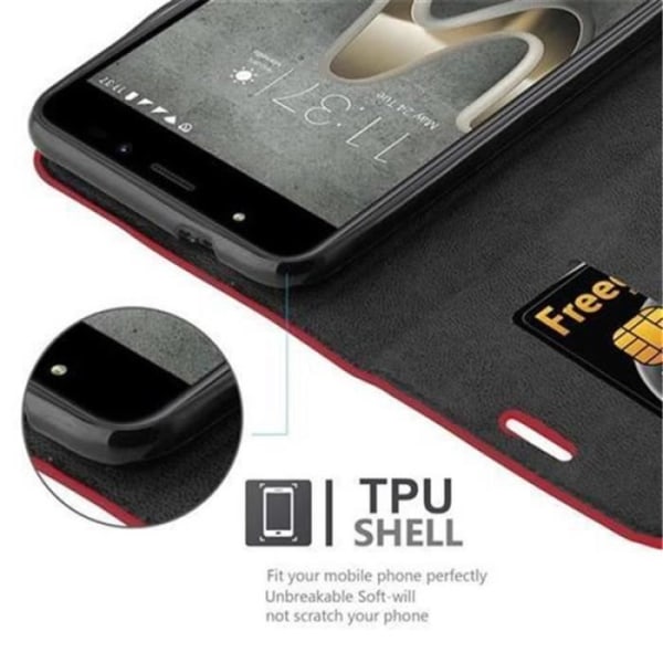 Wiko U FEEL PRIME Fodral i APPLE RED från Cadorabo (INVISIBLE MAGNETIC CLOSURE Design) Helt skyddsfodral med