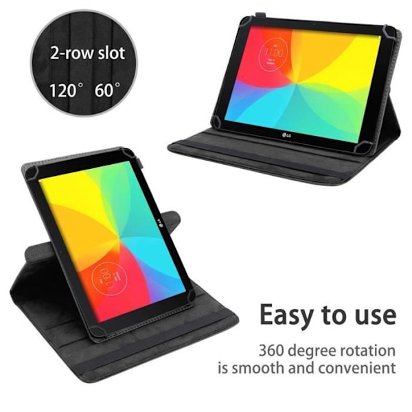 Tablet fodral - CADORABO - LG G Pad 2 - Syntetläder - 360 grader - Inbyggt stativ SVART
