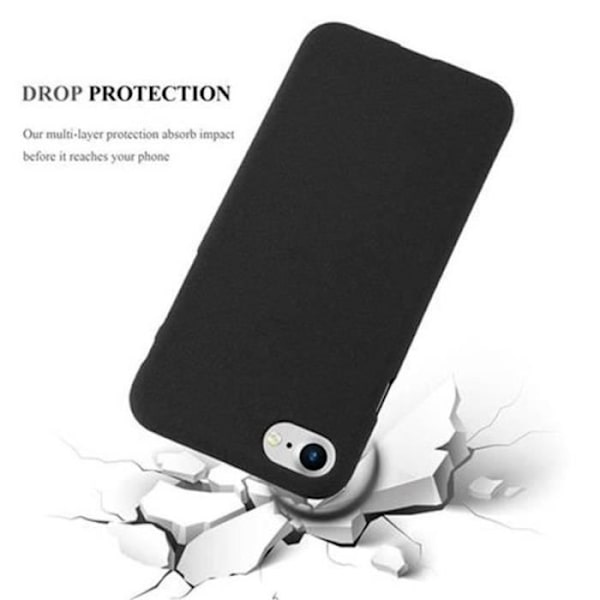 Fodral Apple iPhone 8/7/7S FROST SVART Cadorabo DESIGN FROST Fodral TPU Silikonskydd Fodral Fodral Ultra Slim Fin Bumper Svart