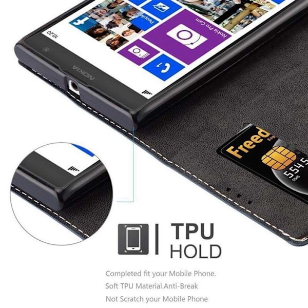 Coque för Nokia Lumia 1020 Housse i BLÅ BRUN Etui Cover Skydd med magnetisk stängning och stödfunktion Blå