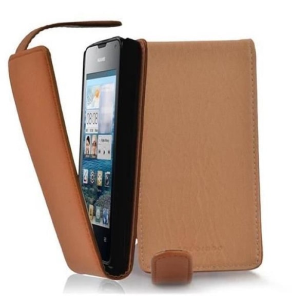Cadorabo Coque Huawei ASCEND Y300 DESIGN FLIP-stil Fodral Fodral i konstläder Struktur HAZELNÖT BRUN