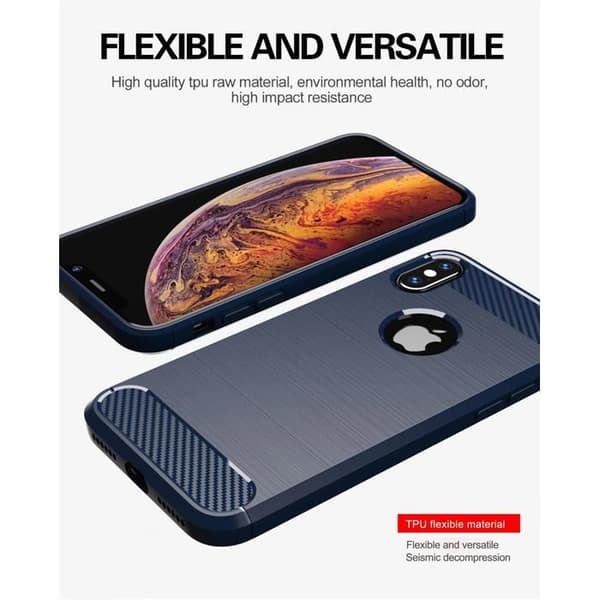 iPhone XS MAX Fodral BORSTAD BLÅ Kolfiber Design Blå