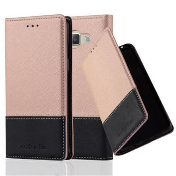 Samsung Galaxy A5 2015 (5) Fodral i SVART ROSA från Cadorabo (LÄDER-Faux Läder COMBI Design) Helt skyddsfodral med