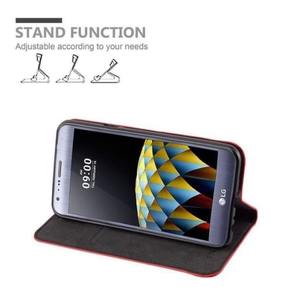 LG X CAM-fodral i APPLE RED från Cadorabo (INVISIBLE MAGNETIC CLOSURE Design) Helt skyddsfodral med flipflik
