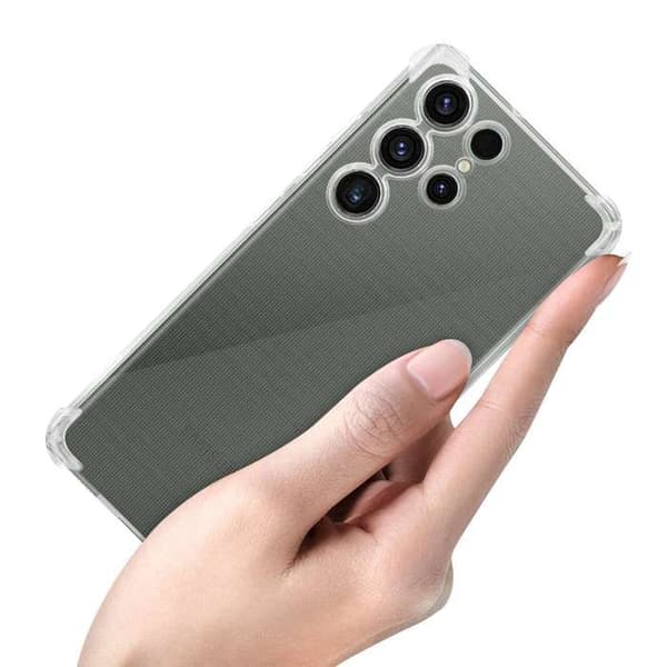 Transparent stötsäker silikonfodral för Samsung Galaxy S23 ULTRA Vit