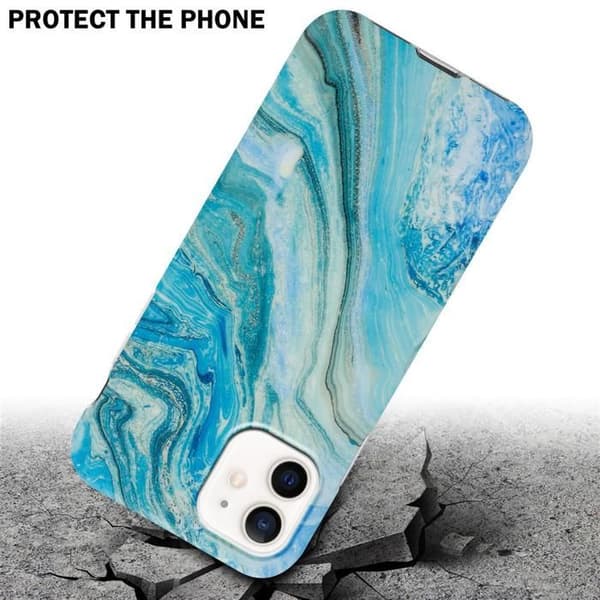 Skal för iPhone 12 PRO MAX i Blågrön Marmor Nr. 25 Skyddsetui Blå