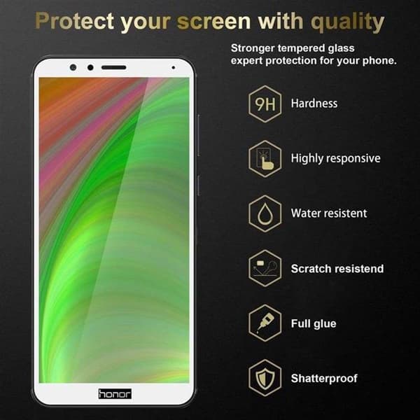 Helt härdat skärmskydd för Honor 7X Vit