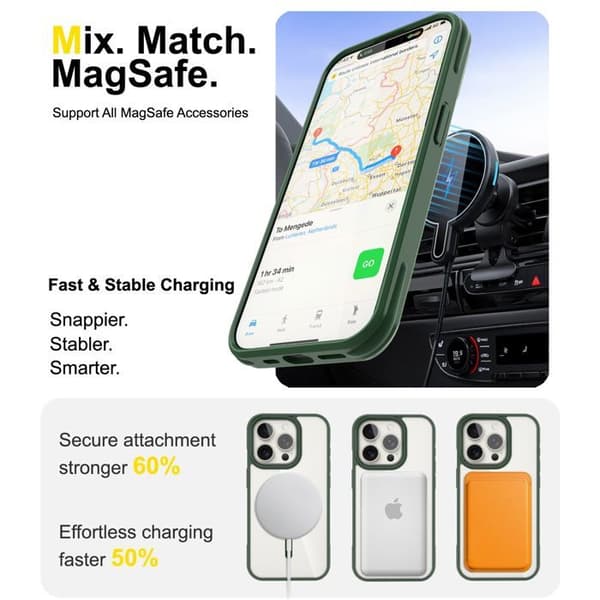 iPhone 15 PRO MAX-fodral i Grön MagSafe Kompatibel Stötsäker Grön