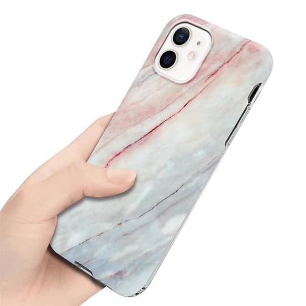 iPhone 12 PRO MAX-fodral i vit rosa marmor No. 21 Skyddsetui Ros