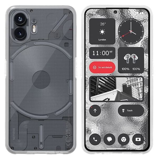 Transparent stötsäker silikonfodral för Nothing Phone 2 Vit