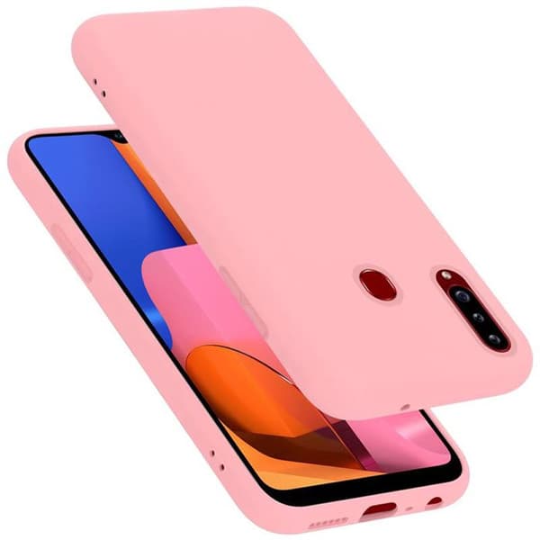 Skyddande stötsäker skal för Samsung Galaxy A20s i LIQUID PINK Ros
