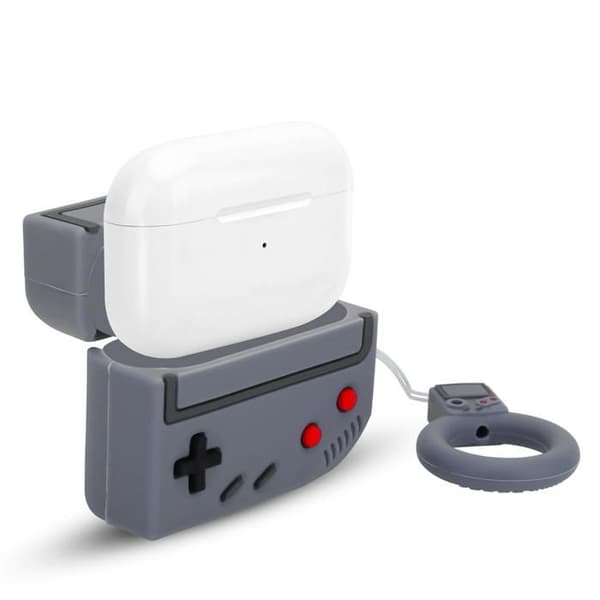 "Skydd för AirPod PRO 2 Retro Spel Design Grå Silikonfodral 3D Nyckelring" Grå