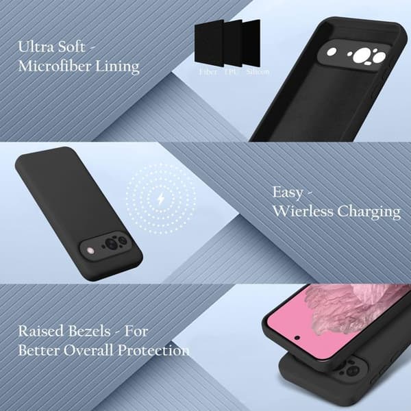 Skyddsfodral för Google Pixel 9 Stötabsorberande i LIQUID BLACK Svart