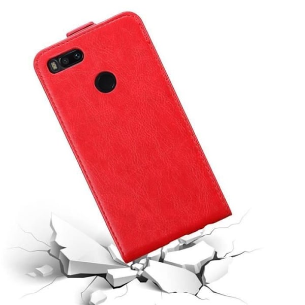 Flipfodral - CADORABO - Xiaomi Mi A1 / 5X - Rött konstläder - Magnetisk stängning - Skydd Röd