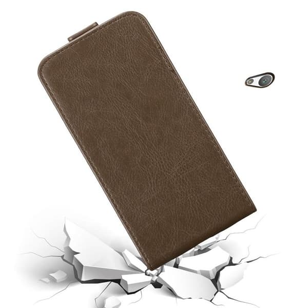 Etui för Sony Xperia E5 Flip-fodral i MÖRK BRUN Skydd brun