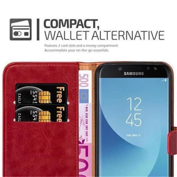 Samsung Galaxy J7 2017 (7) Fodral i CHERRY RED av Cadorabo (LUXURY Design) Helt skyddsfodral med flip flap och