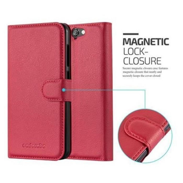 HTC ONE A9 i CHERRY RED från Cadorabo Helt skyddsfodral med flip flik och praktiskt horisontellt stativ i konstläder