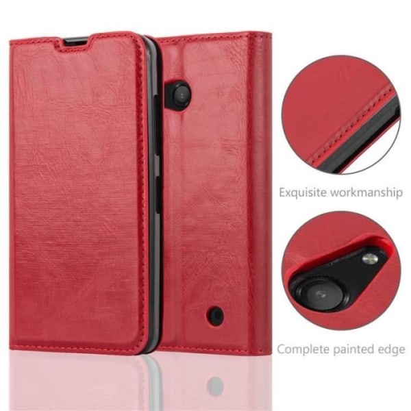 Nokia Lumia 550 fodral i APPLE RED från Cadorabo (INVISIBLE MAGNETIC CLOSURE Design) Helt skyddande fodral med flik