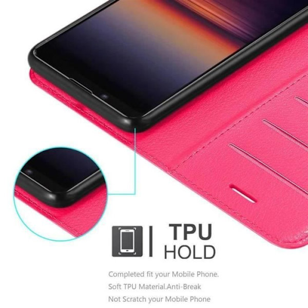Fodral - CADORABO - Sony Xperia 1 II - Läderimitation - Rosa - Stativfunktion Rosa
