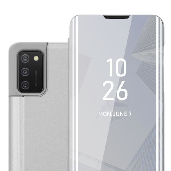 Etui för Samsung Galaxy A02s - CADORABO - Clear View - Skydd 360° - AGATE ARGENT - Semi-styv Pengar
