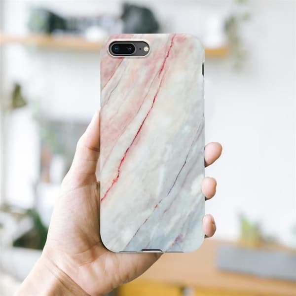 Skal för iPhone 7 PLUS / 7S PLUS / 8 PLUS i Marmor Rosa Vit Nr. 21 Skyddsetui Ros
