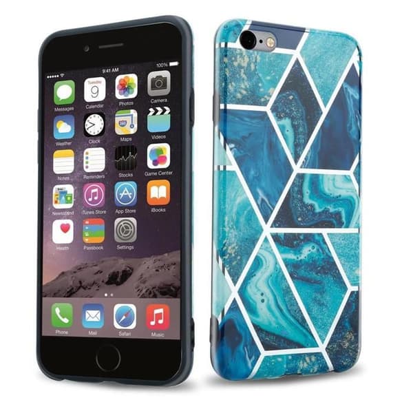 Skal för iPhone 6 PLUS / 6S PLUS i Blå Marmor Våg Nr. 13 Skyddsetui Blå