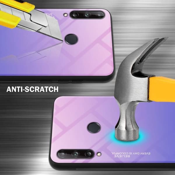 Fodral för Huawei P40 LITE E i ROSA - BLÅ Stötsäker Bicolor design Svart