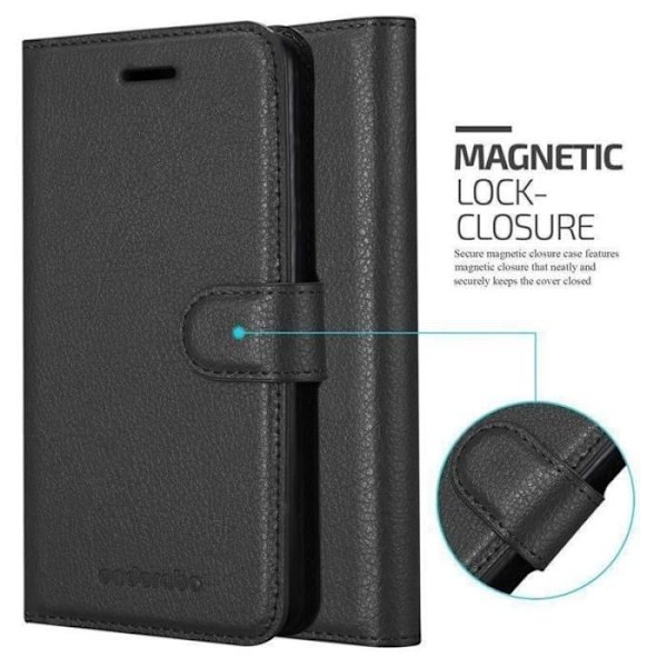 Fodral - CADORABO - Samsung Galaxy A70 - Läderimitation - Svart - Stativfunktion Svart