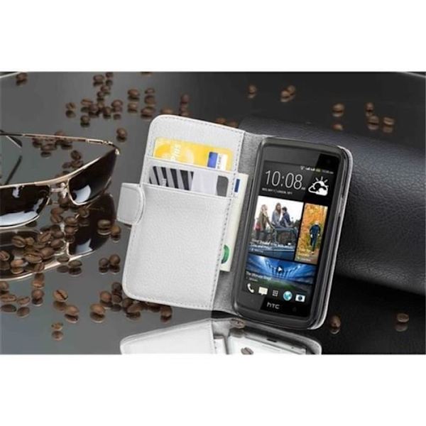 Cadorabo - Fodral Fodral för > HTC DESIRE 600 < – Fodral Fodral Bumper Wallet (med kortplatser) i VIT ALABASTER