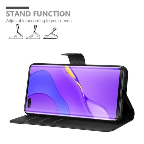 Fodral - CADORABO - Huawei Nova 7 pro 5G - Imiterat läder - Stativfunktion - 3 kortfack Svart