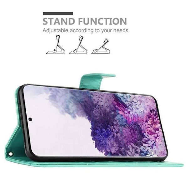 Fodral - CADORABO - Samsung Galaxy S20 - Blommigt konstläder - Magnetisk stängning - Integrerat stöd Grön