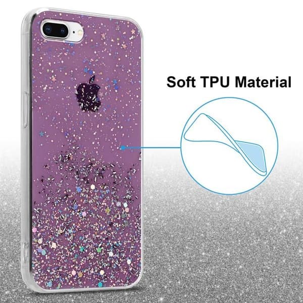 iPhone 7 PLUS / 7S PLUS / 8 PLUS skal Lila med Glitter Skydd Design Glittrande Violett