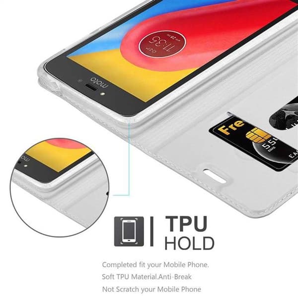 Flip-fodral för Motorola MOTO C Plånbok i KLASSISK SILVER Stötsäker Grå
