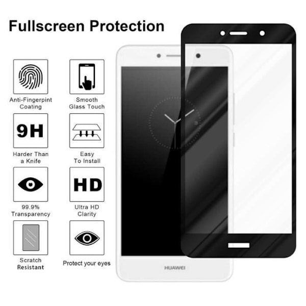 Skärmskydd - CADORABO - Huawei ENJOY 7 PLUS - Härdat glas - Genomskinlig - Reptålig Svart vit