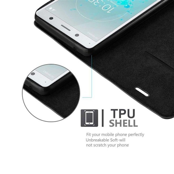 Coque för Sony Xperia XZ2 COMPACT Fodral i NATT-SVART Etui Case Cover Skydd Plånbok Wallet Svart