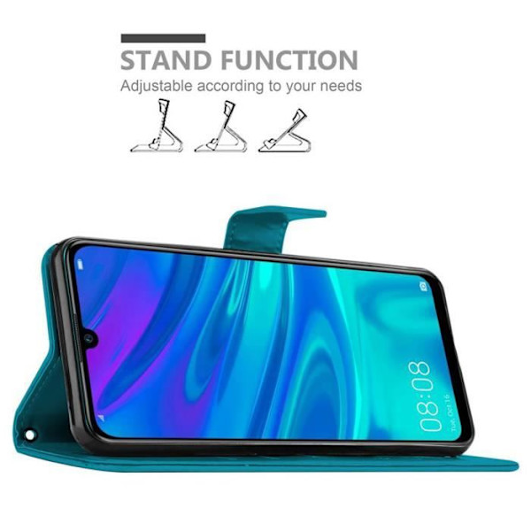 Coque - CADORABO - Honor 10 LITE / Huawei P SMART 2019 - Similläder - Blommig - Magnetstängning Blå blommig
