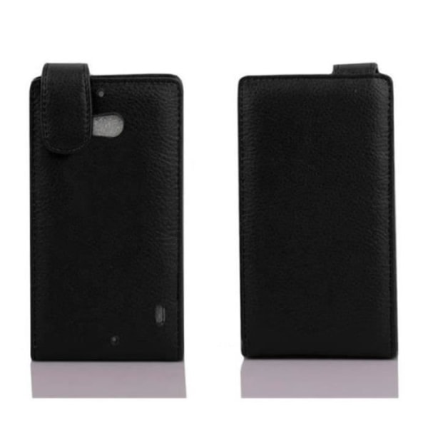 Cadorabo Nokia Lumia 930 DESIGN FLIP Style Fodral Skal i konstläder Struktur JET SVART