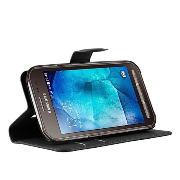 Coque - CADORABO - Samsung Galaxy XCover 3 - Syntetiskt läder Svart - Fodral med Ställ - Magnetiskt skydd